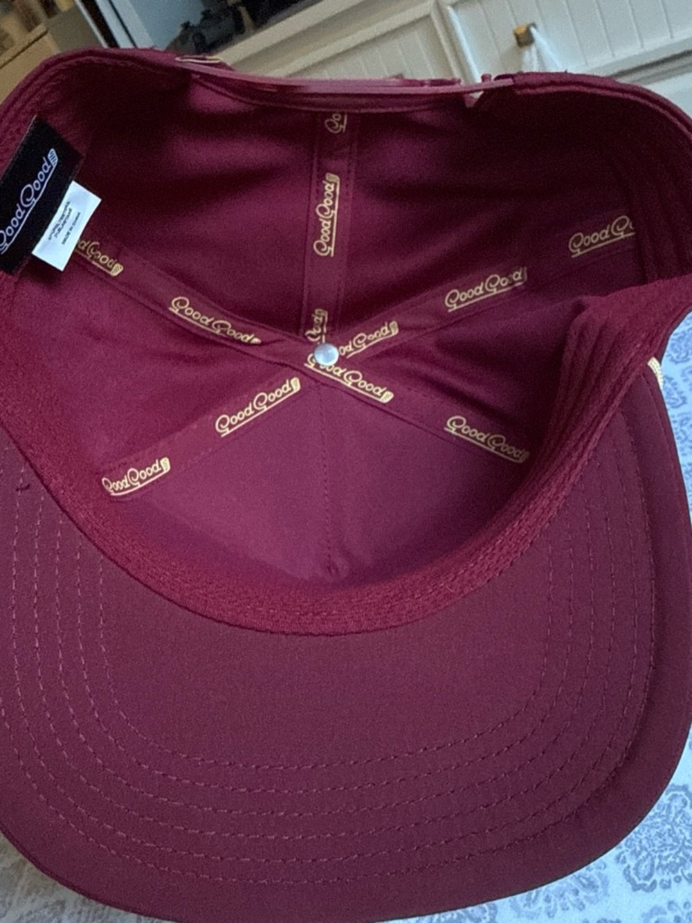 Maroon Script 'Good' Embroidered Cap - Picture 8 of 8